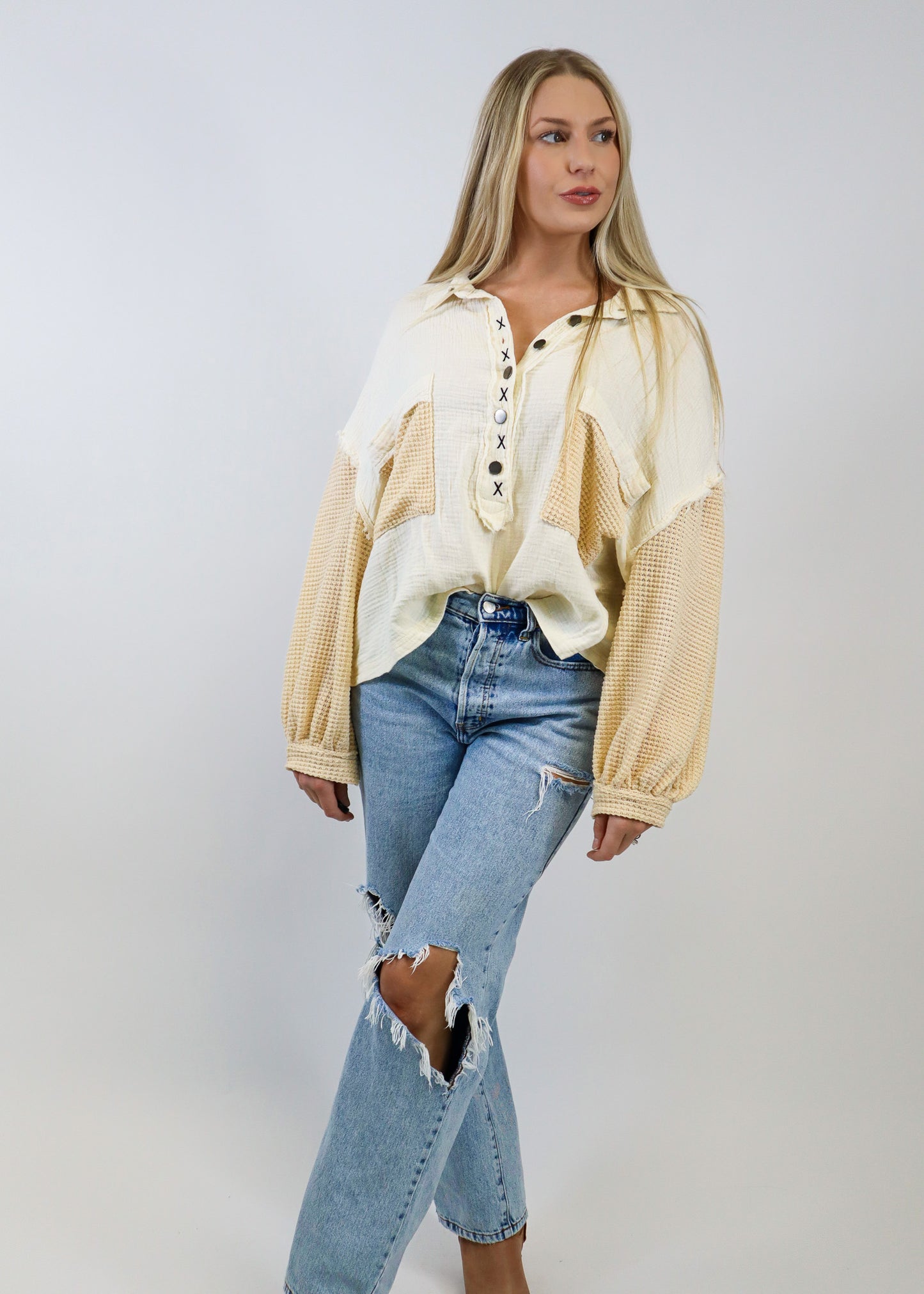 Day Dreaming Balloon Sleeve Top - Natural