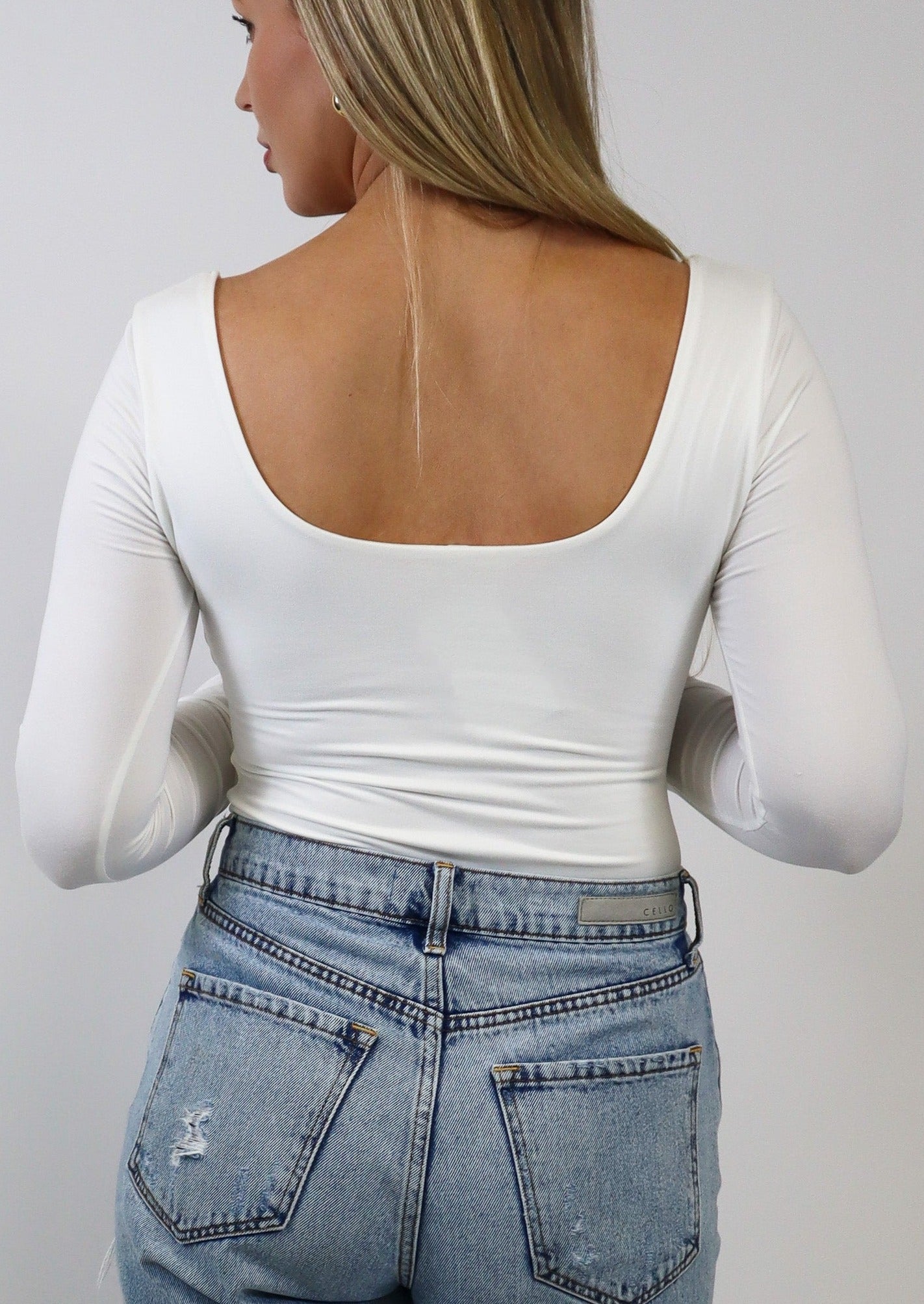 Kels Long Sleeve Bodysuit - White