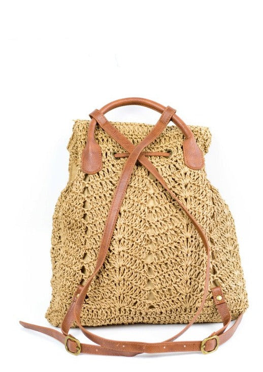 Woven Straw Backpack