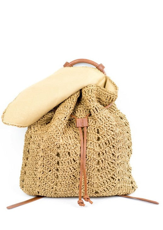 Woven Straw Backpack