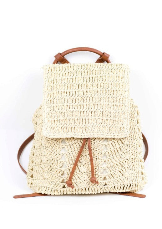 Woven Straw Backpack