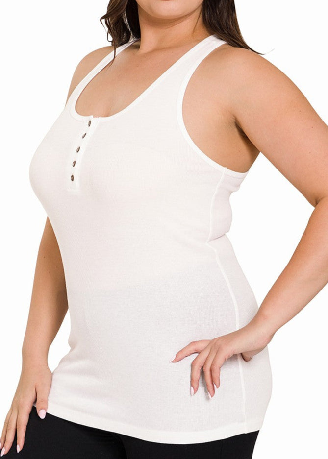 Natalie Ribbed Tank - White