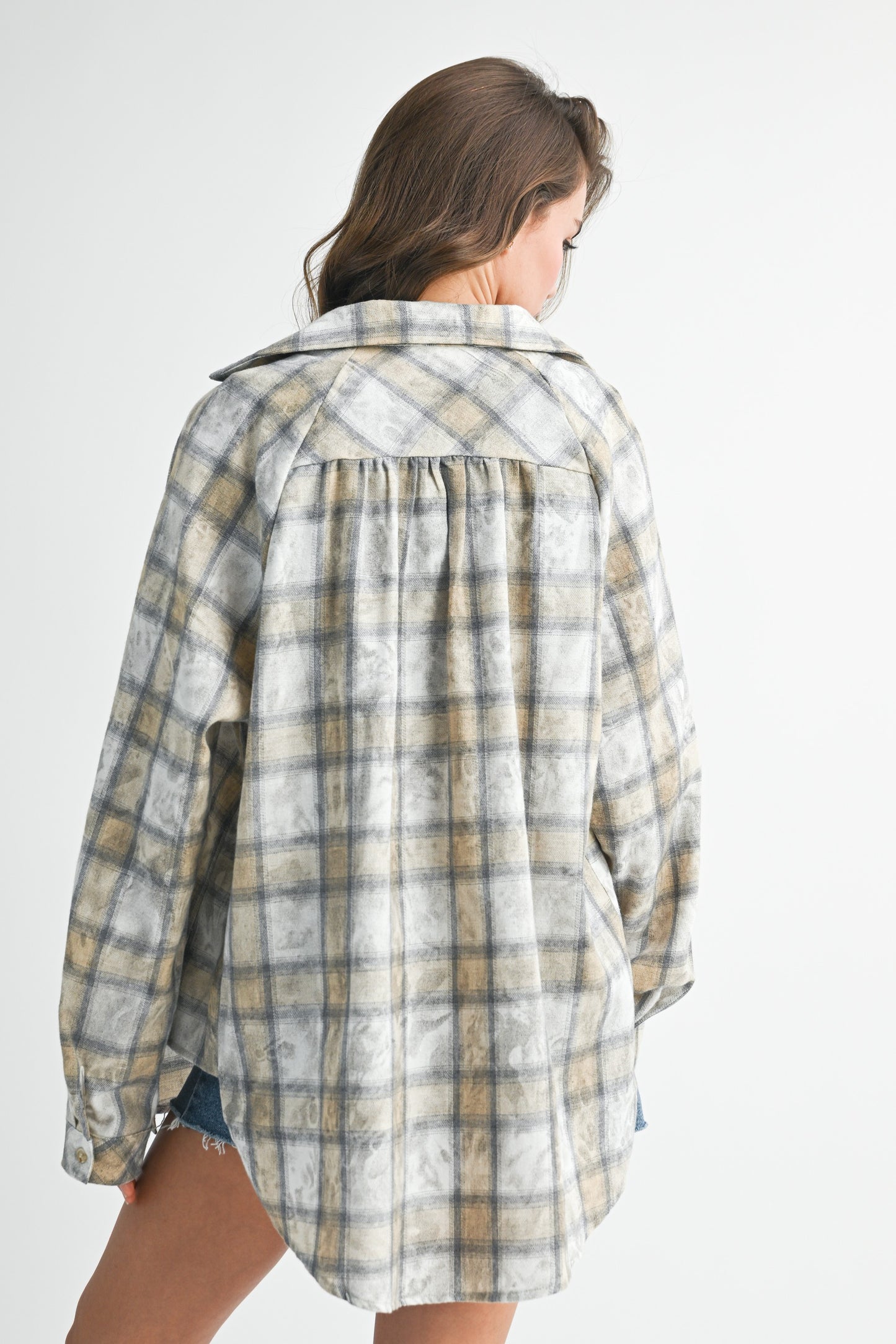 Laura Plaid Flannel Button Down - Oat