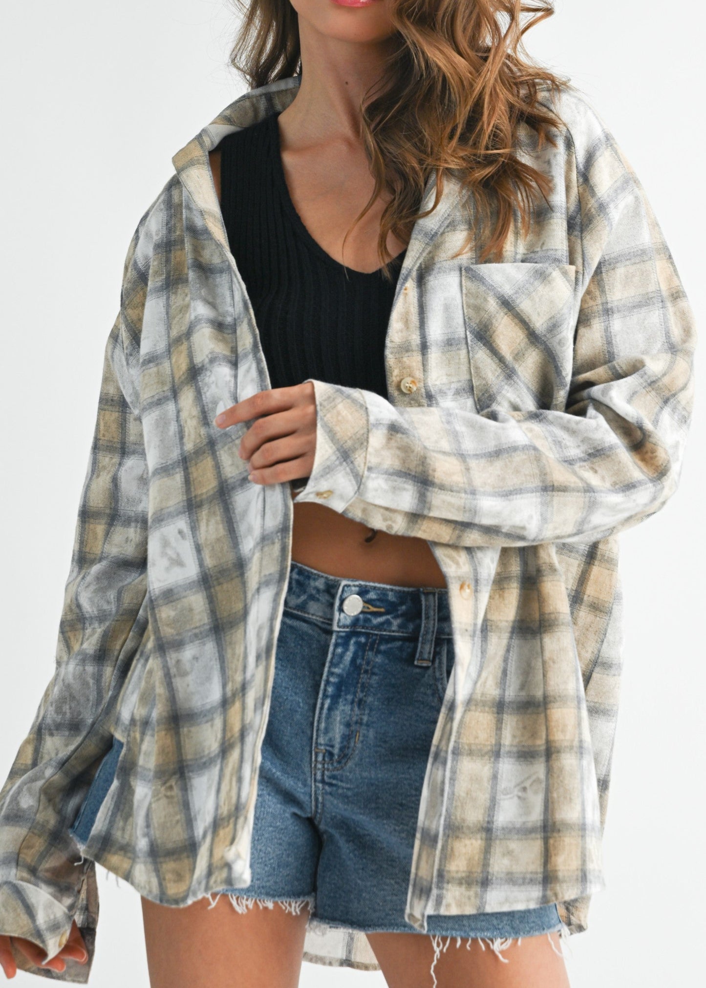 Laura Plaid Flannel Button Down - Oat