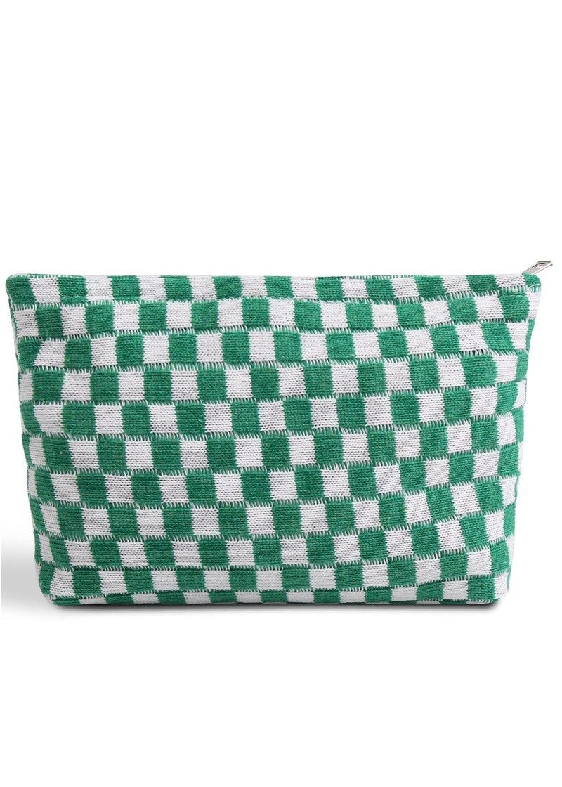 Checkered Cosmetic Makeup Pouch
