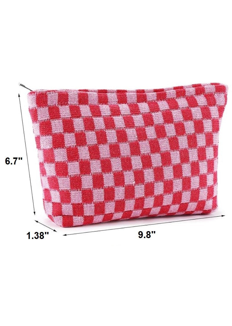 Checkered Cosmetic Makeup Pouch