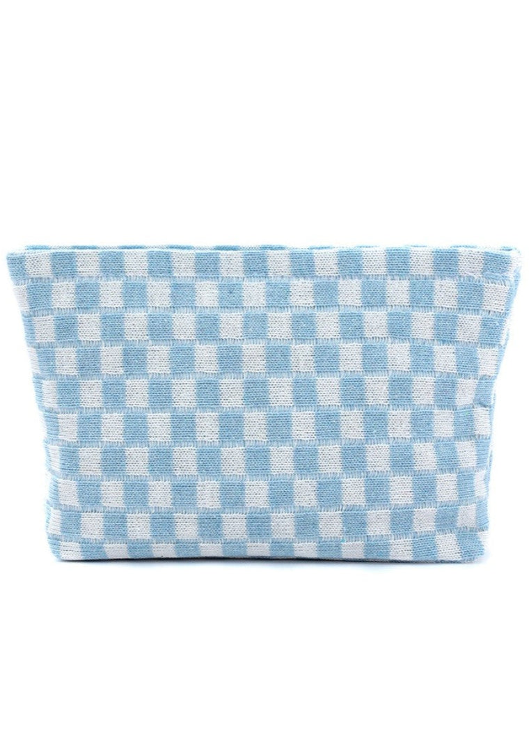 Checkered Cosmetic Makeup Pouch