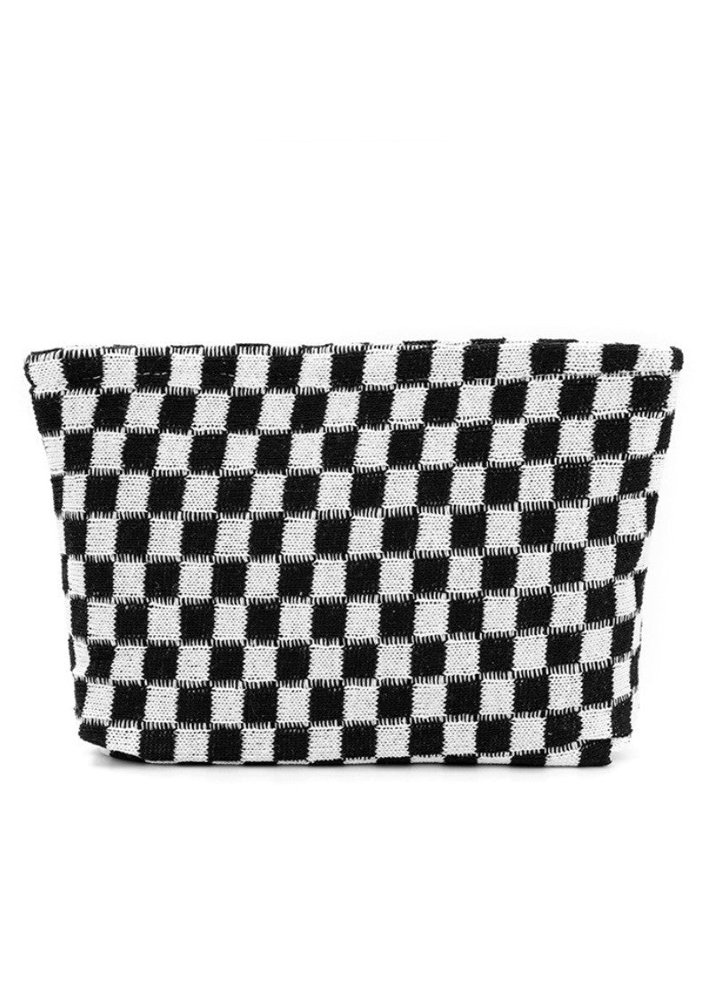 Checkered Cosmetic Makeup Pouch