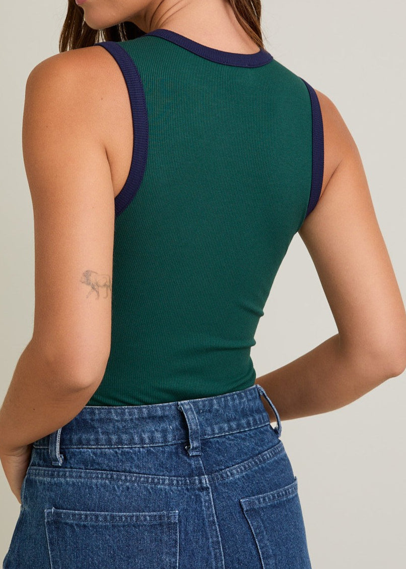 Alessi Color Block Bodysuit - Green Navy