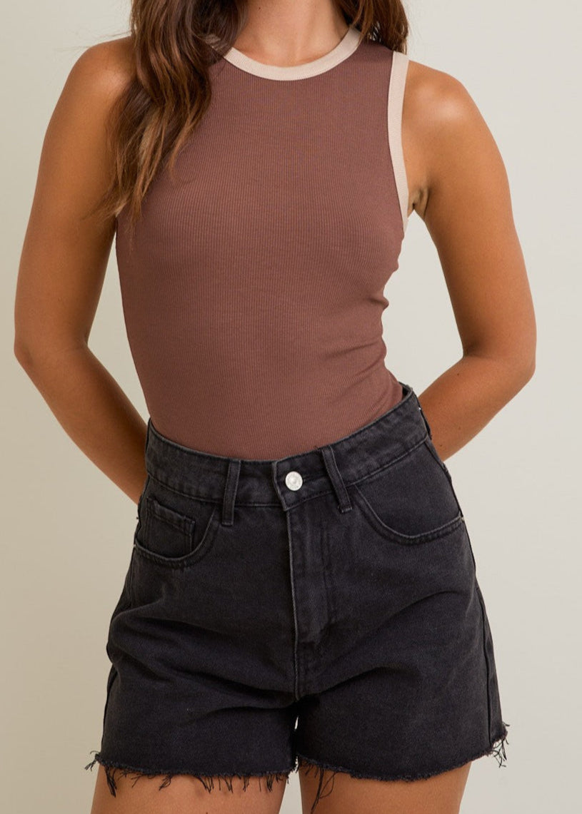 Alessi Color Block Bodysuit - Brown Beige