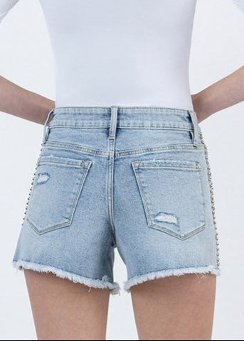 Rebecca High Rise Studded Denim Shorts