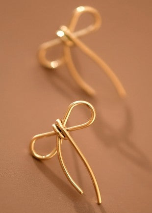 Golden Thread Bow Earrings