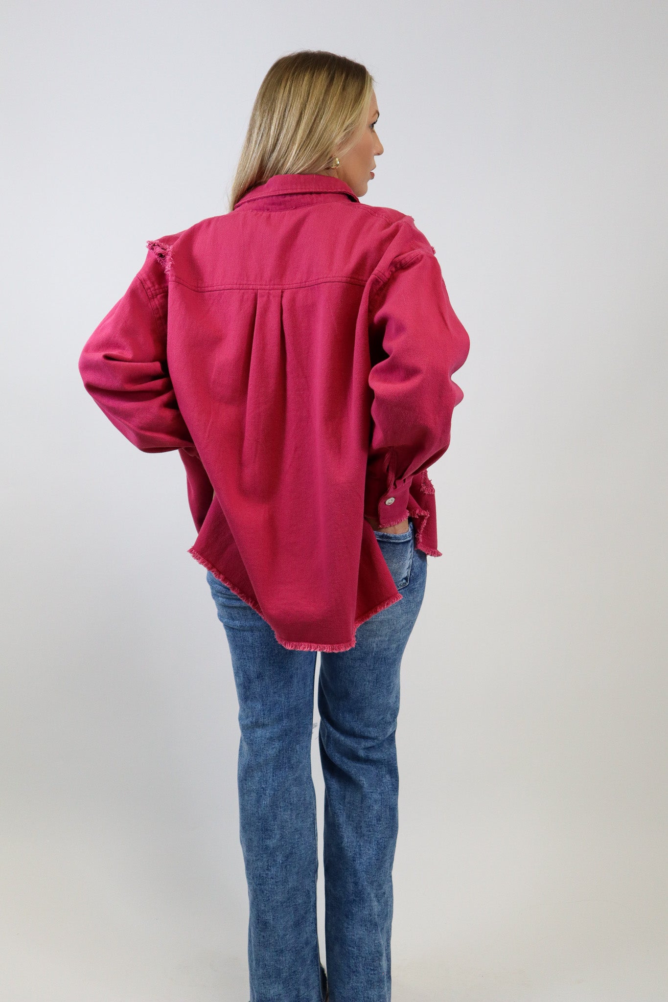 About Last Night Magenta Shacket