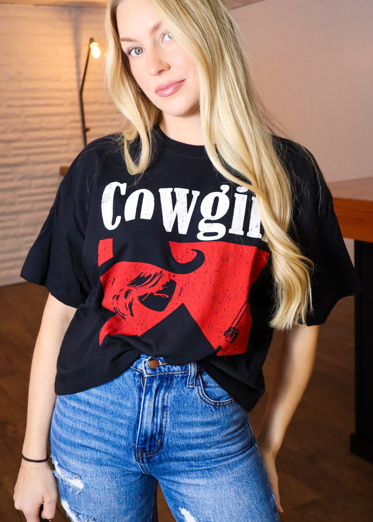 Western Cowgirl Graphic Tee - Black