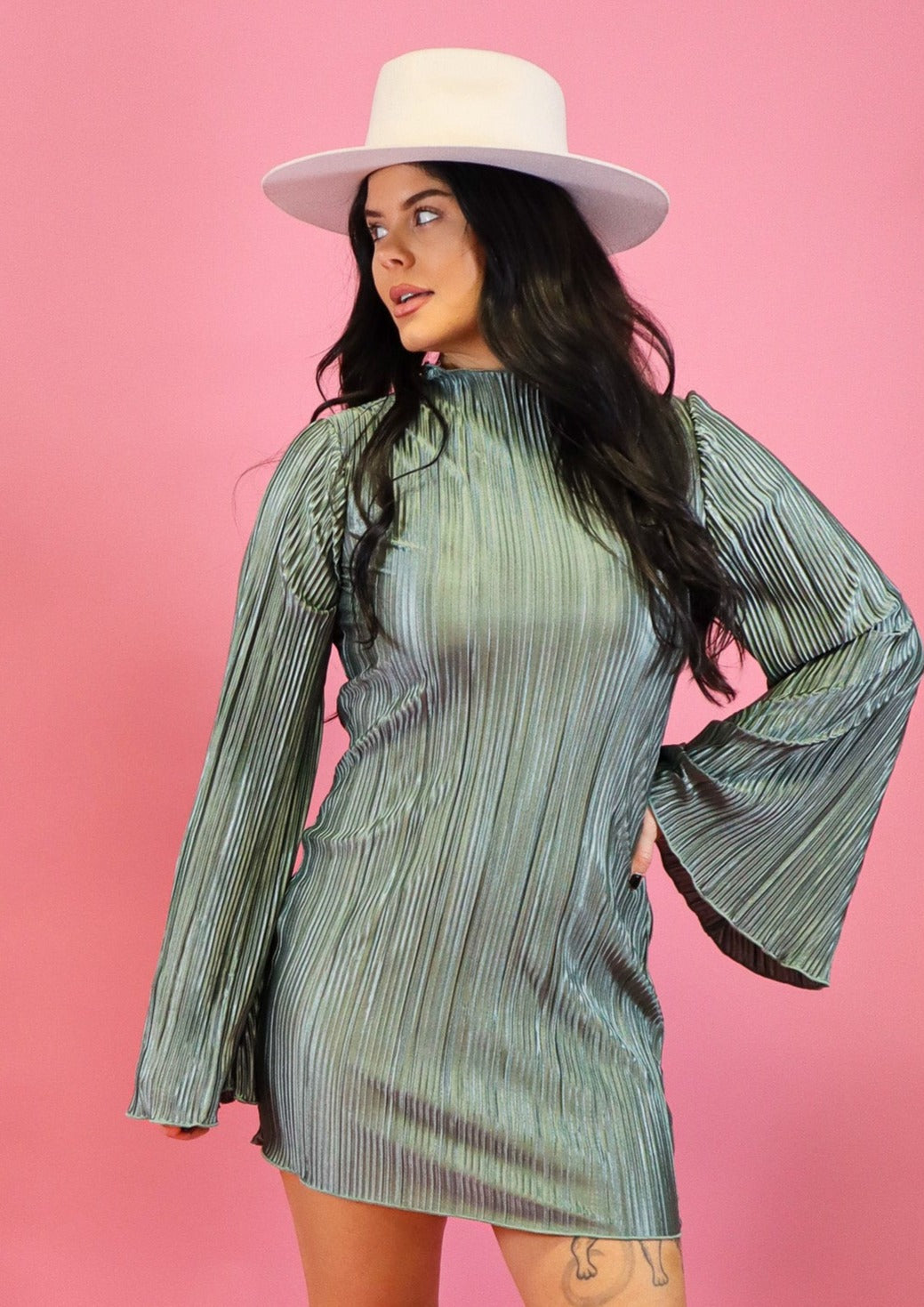 Ready or Not Satin Mini Dress Olive