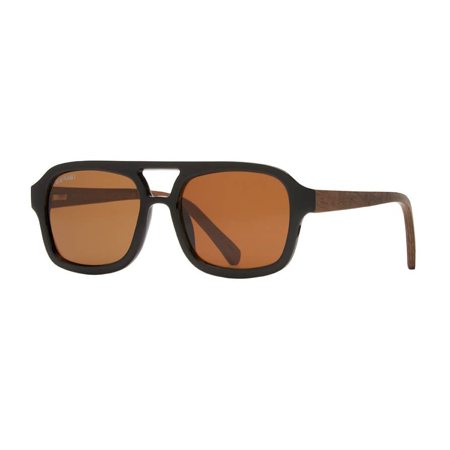 BP10141 - Ari Aviator Onyx/Walnut Wood / Brown Polarized
