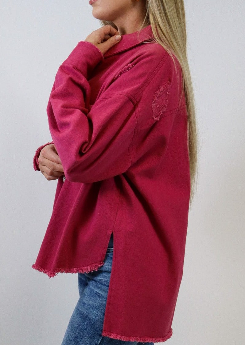 About Last Night Magenta Shacket