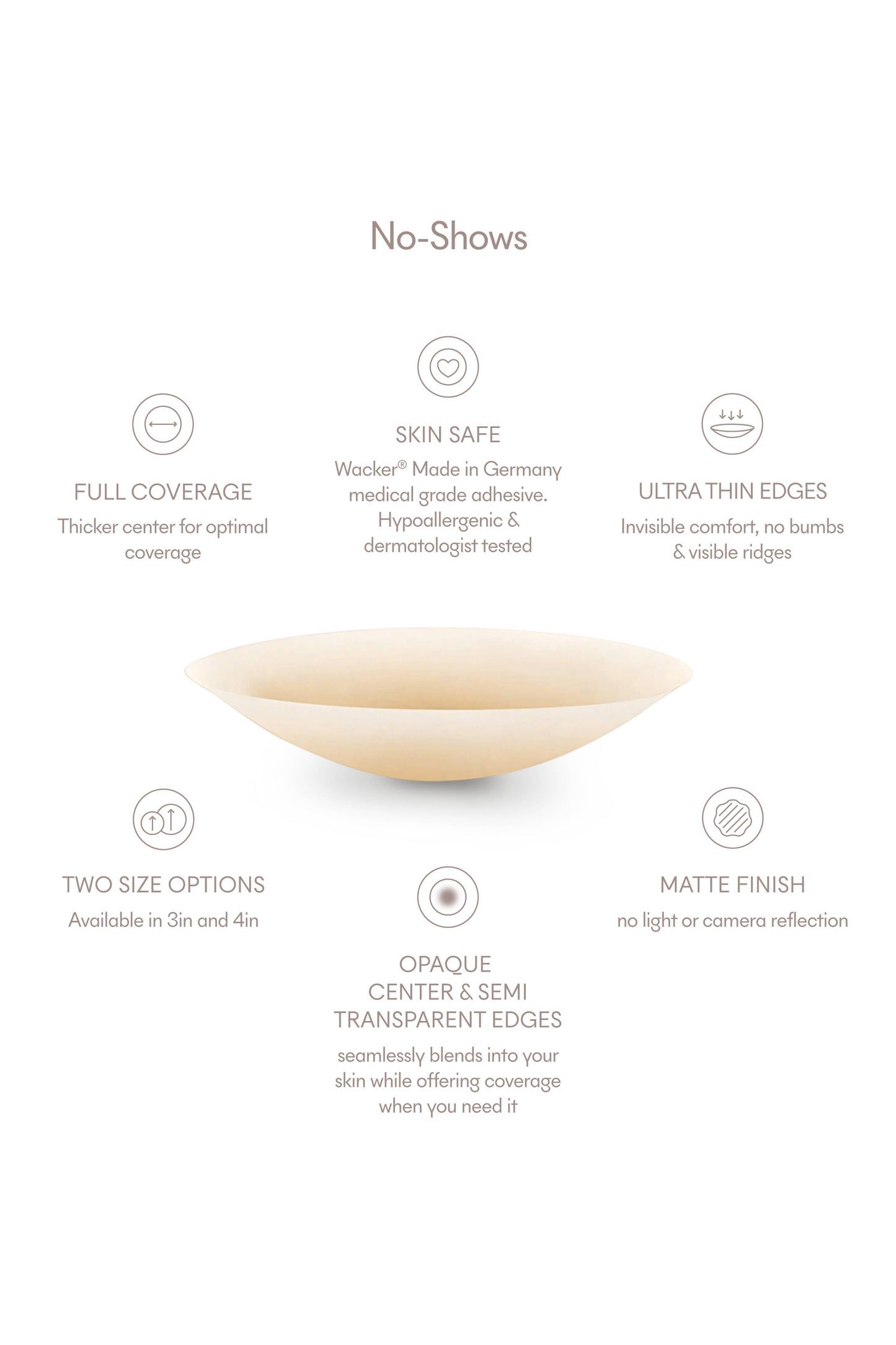 4in. No-Show | Reusable Adhesive Nipple Covers: No 5 Soft Tan
