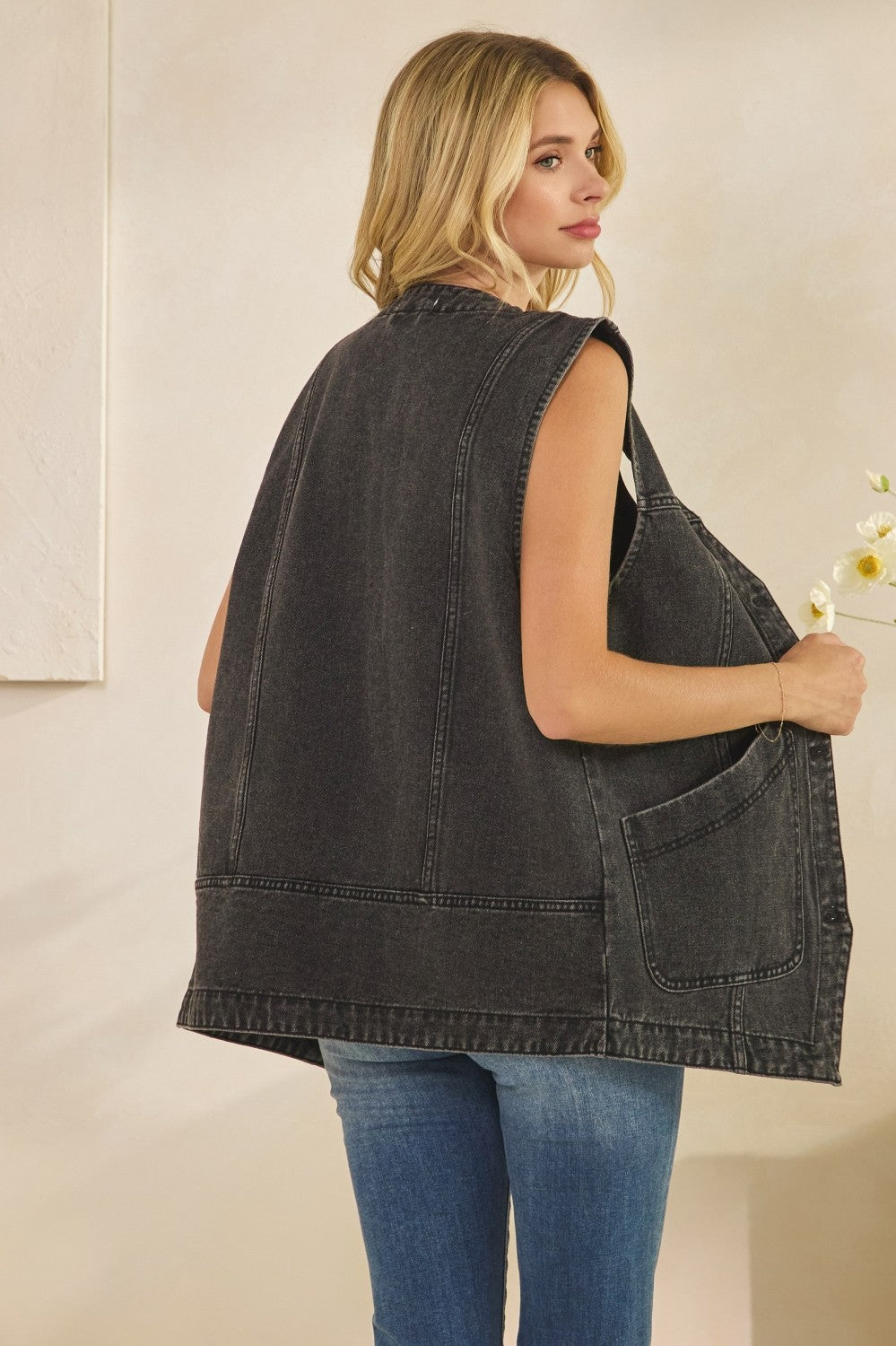Everyday Edge Denim Vest - Black