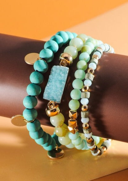 Druzy Beaded Bracelet Set
