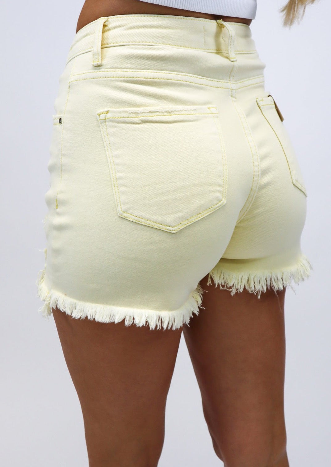 Dani High Rise Distressed Denim Shorts