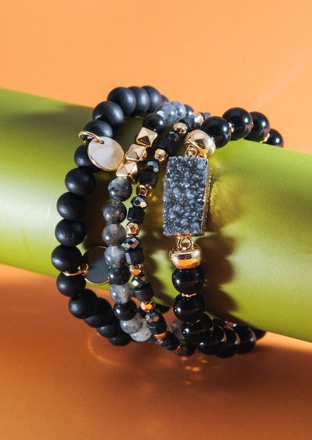 Druzy Beaded Bracelet Set