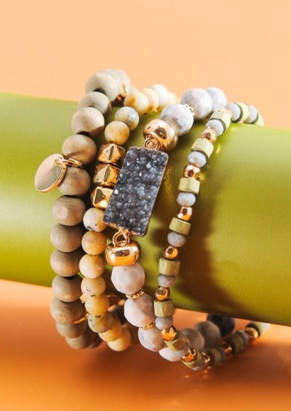 Druzy Beaded Bracelet Set