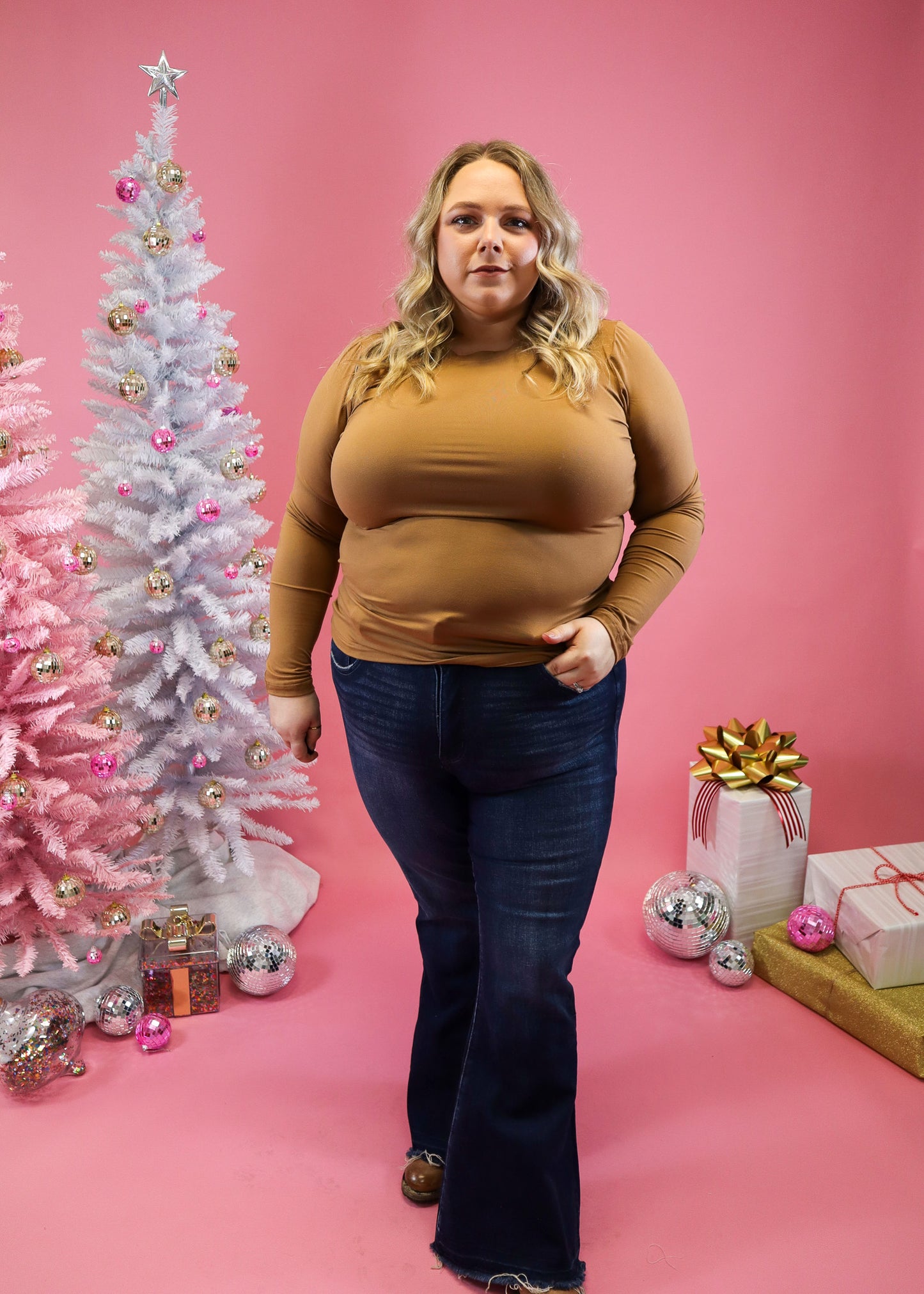 Janie Long Sleeve Top Camel