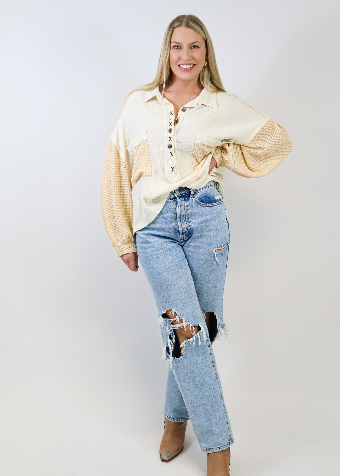 Day Dreaming Balloon Sleeve Top - Natural