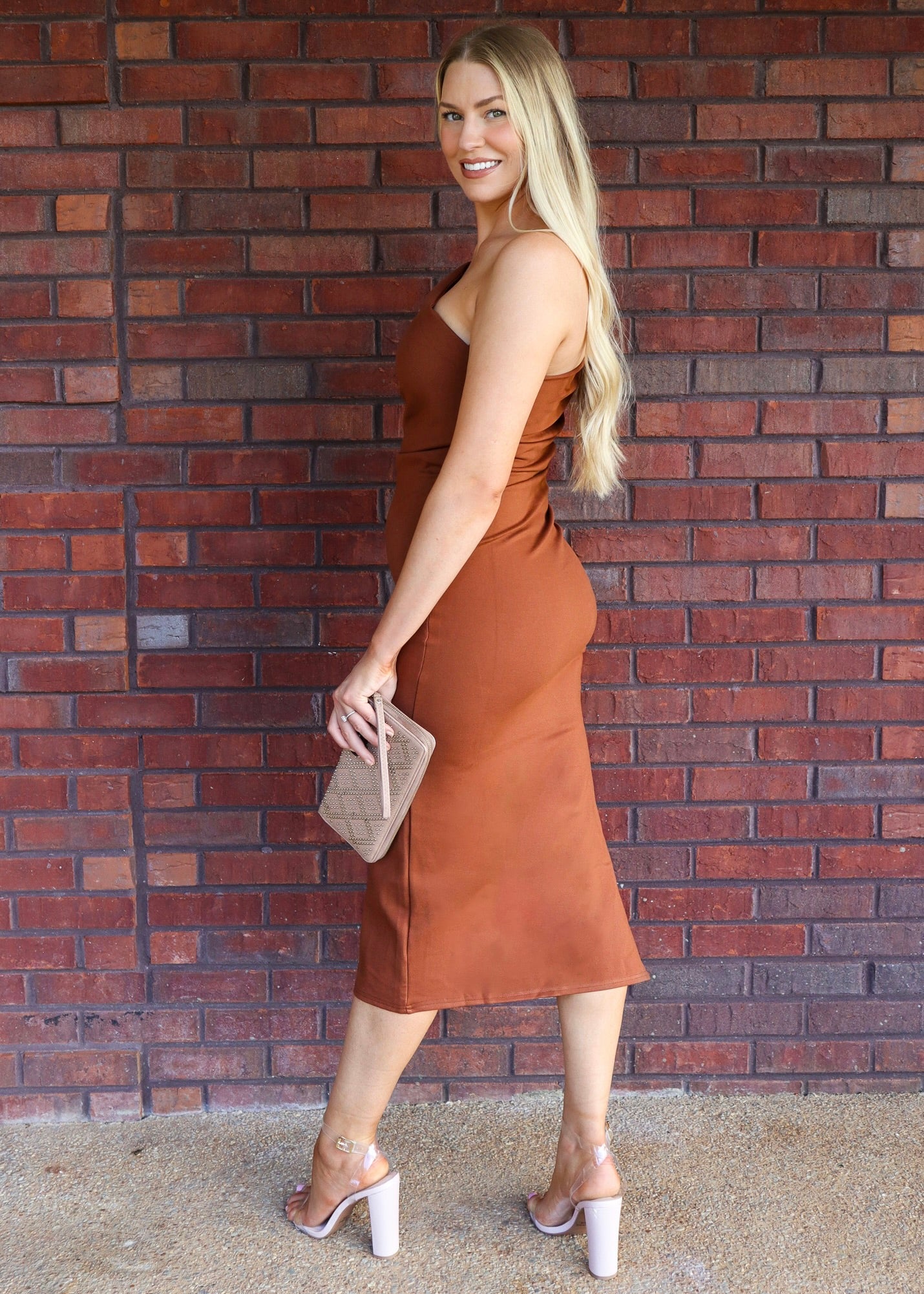 Eyes On Me Rust Midi Dress