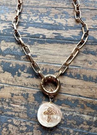 Shelby Pearl Cross Necklace