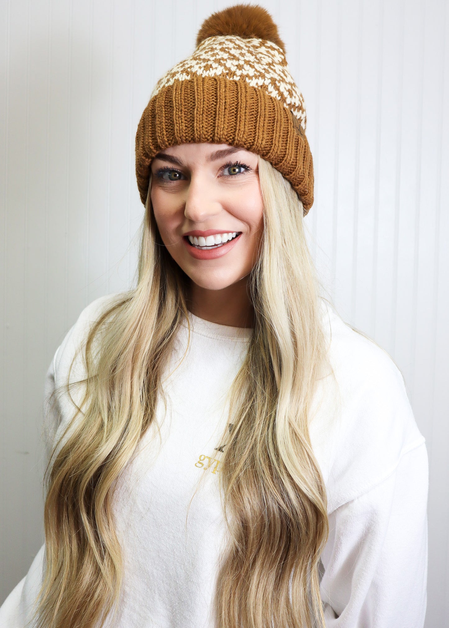 C.C. Diamond Fur Pom Beanie