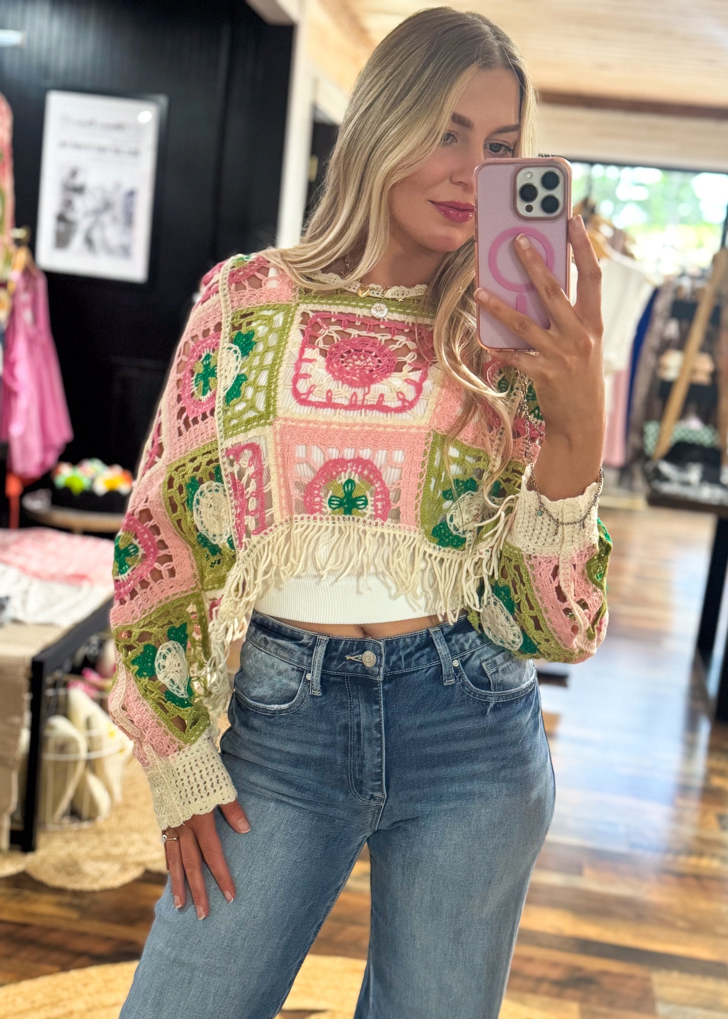 Boho Day Dream Long Sleeve Crochet Top