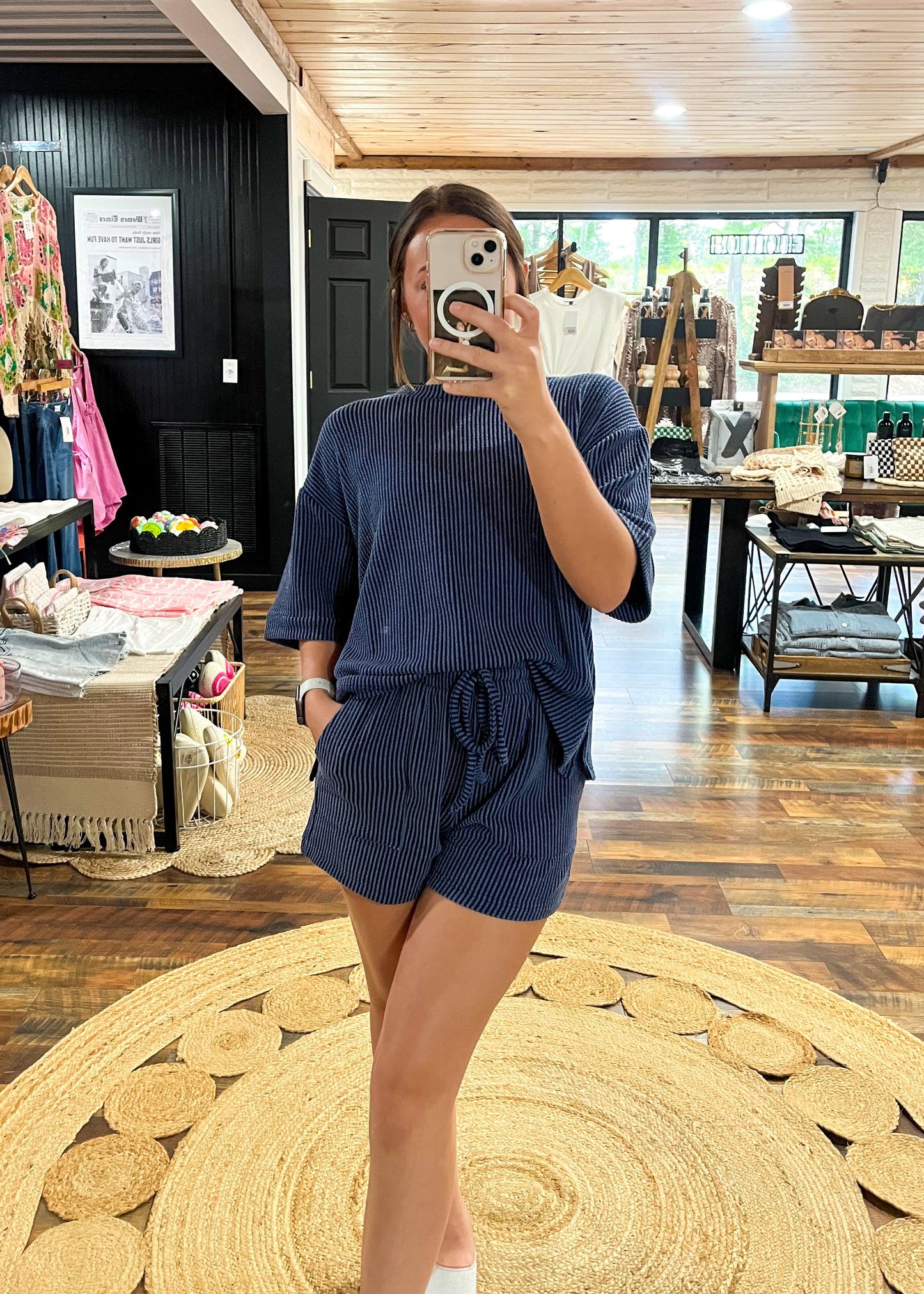 Saturdays Ribbed Set - Navy
