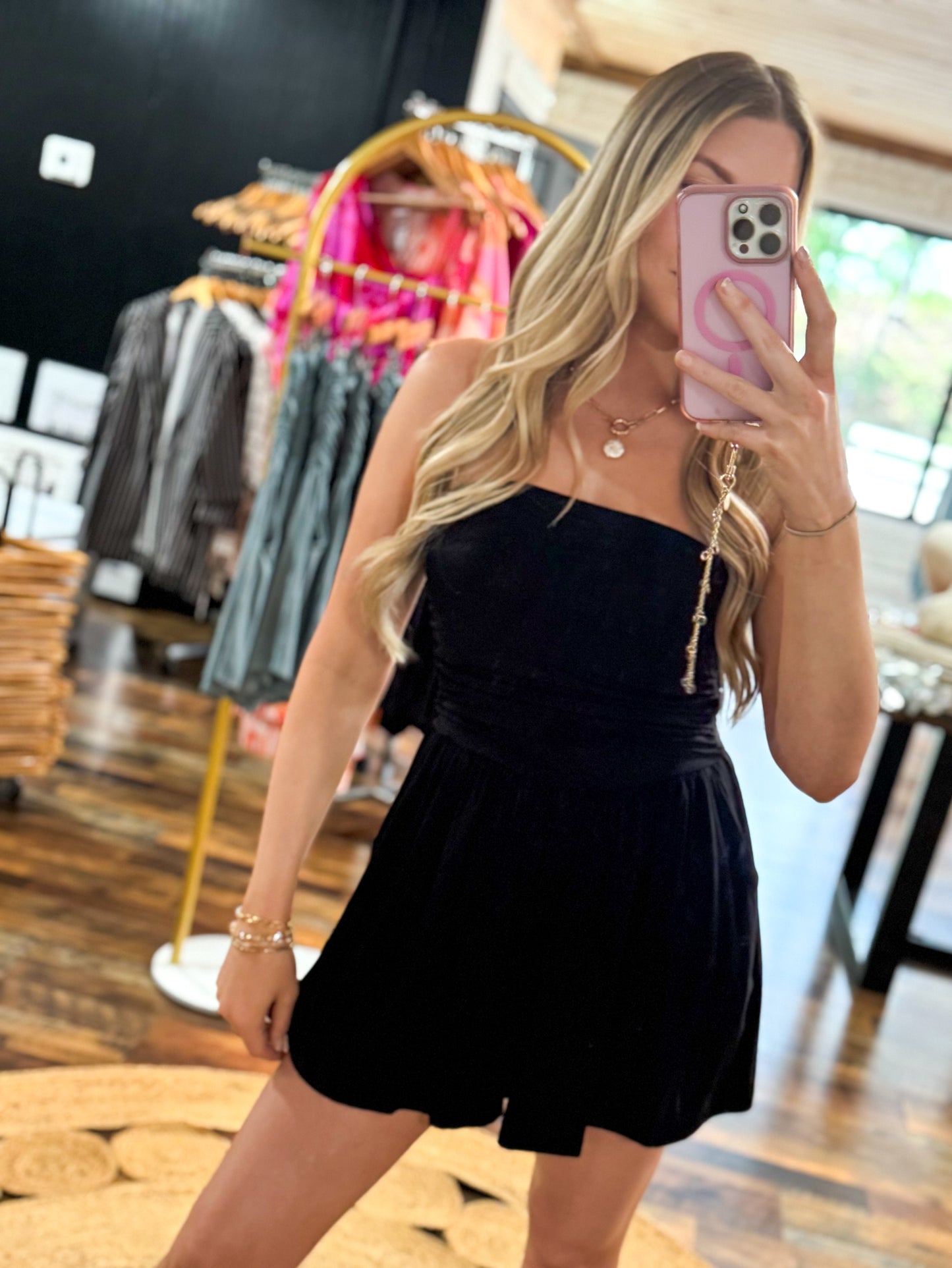Weekend Wander Strapless Romper - Black