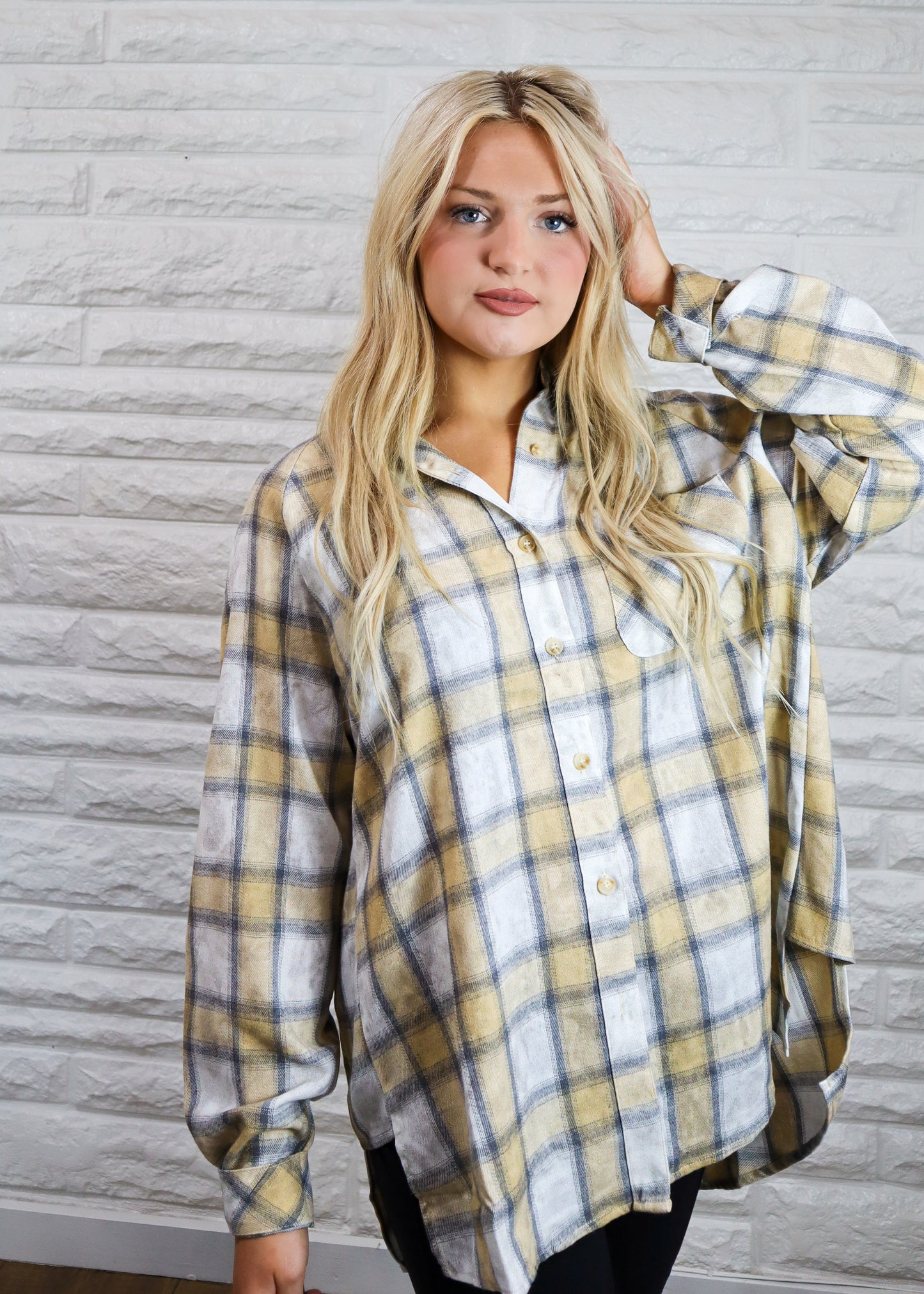 Laura Plaid Flannel Button Down - Oat