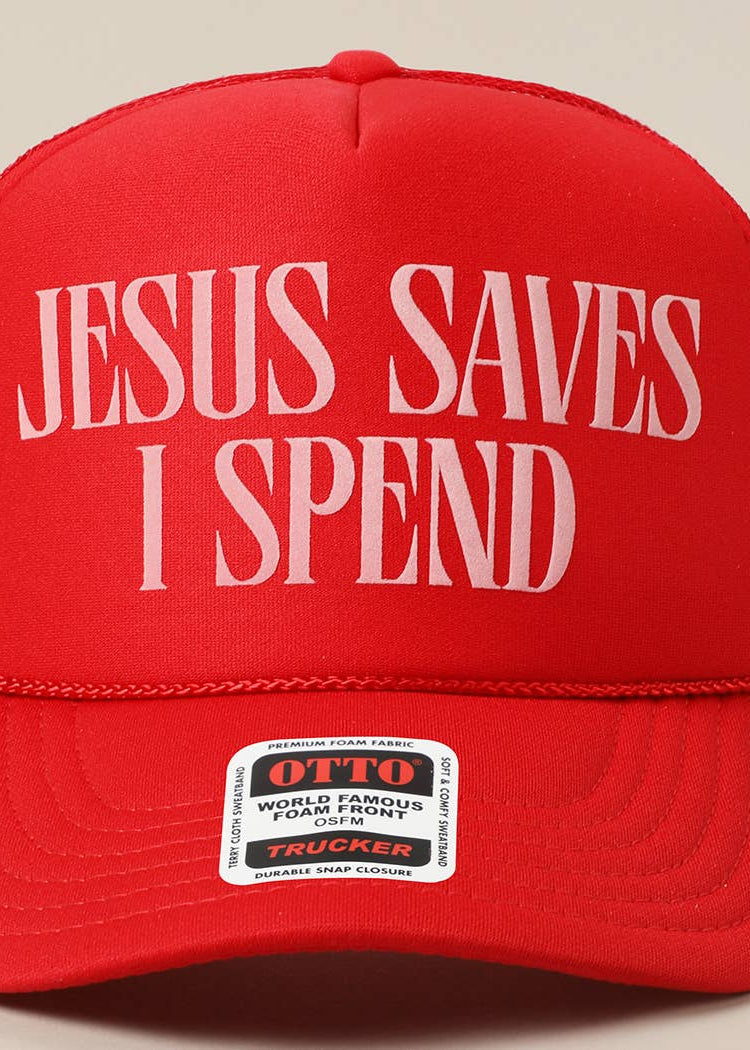 Jesus Saves I Spend Trucker - Red