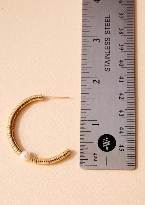 Pearl Disc Hoop Earrings