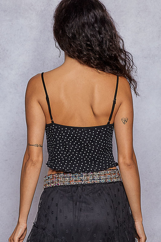 Dainty Petals Crop Tank - Black