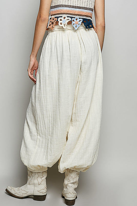 Ivory Skies Linen Joggers