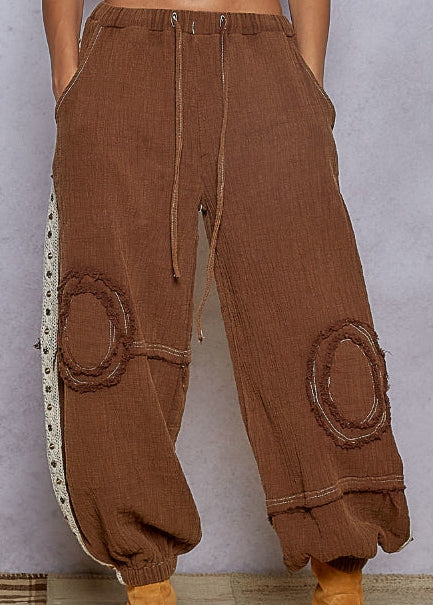 Estelle Studded Joggers - Chocolate