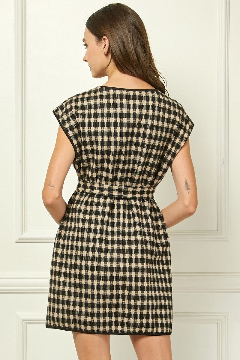Hazel Checker Knit Mini Dress
