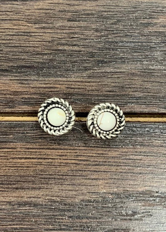 White Turquoise Stud Earrings