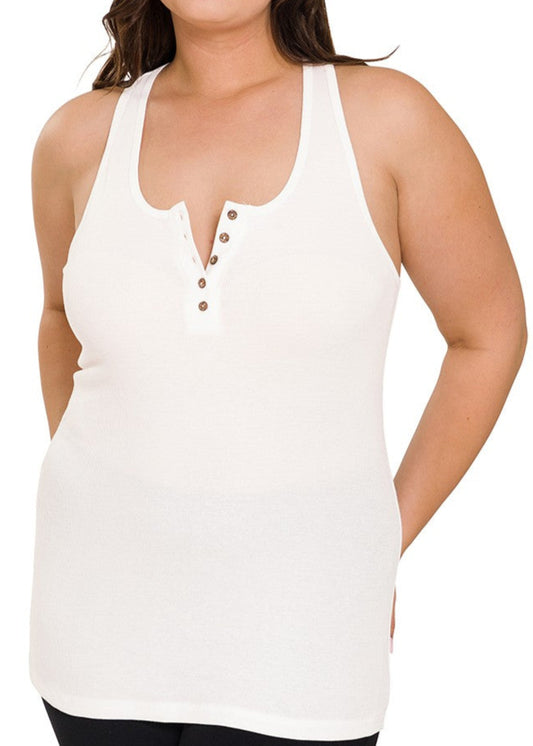 Natalie Ribbed Tank - White