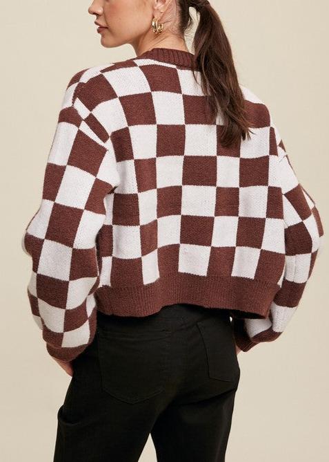 Checkerboard Knit Cardigan