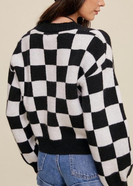 Checkerboard Knit Cardigan