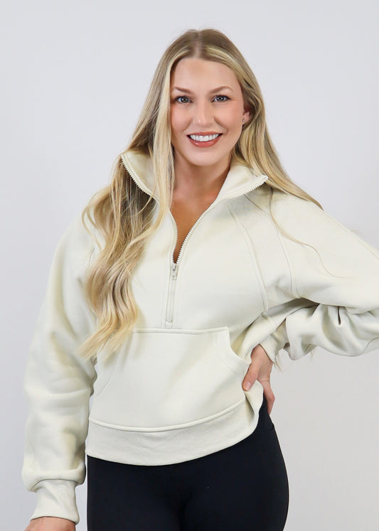 Desi Half Zip Pullover Bone