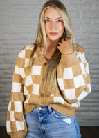 Checkerboard Knit Cardigan