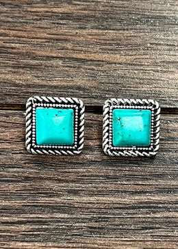 Square Turquoise Stud Earrings