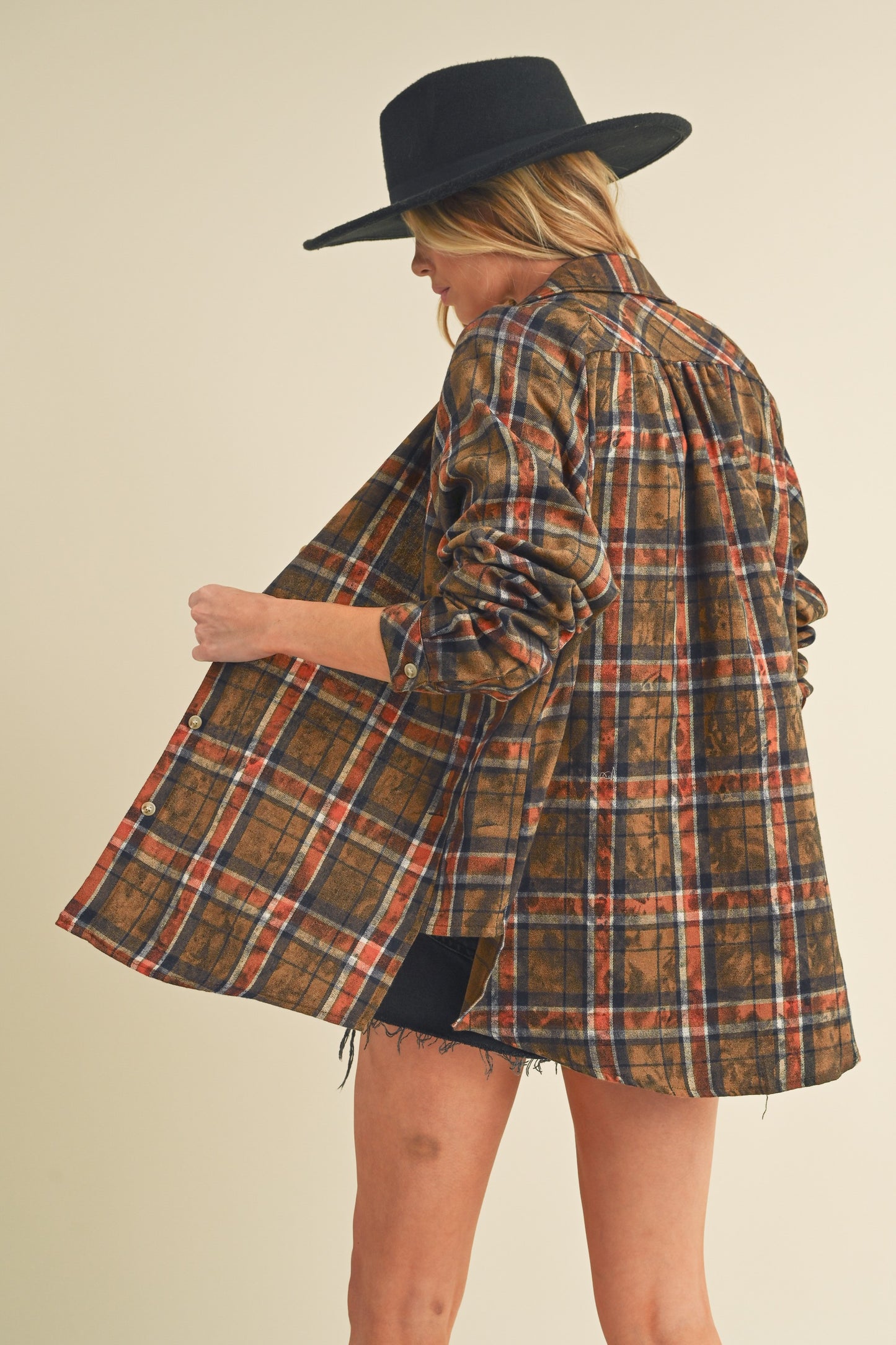 Laura Plaid Flannel Button Down - Camel